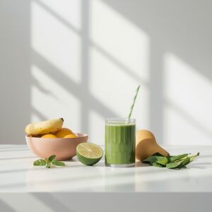 spirulina obok zdrowych produktów