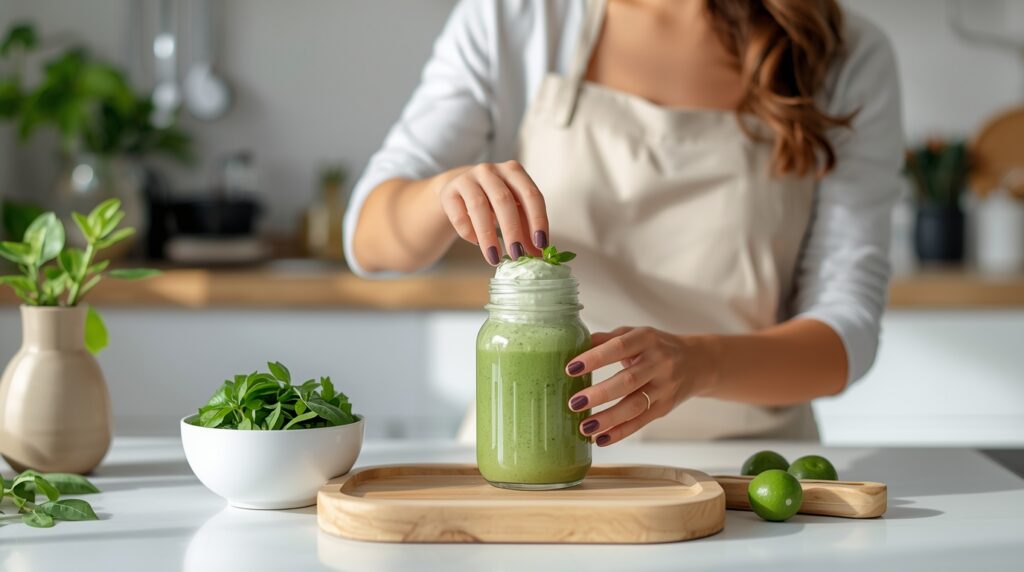 naturalne przygotowanie zielonego smoothie jako element zdrowego stylu życia